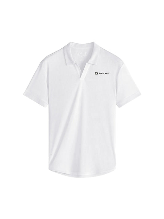EC102. BYLT Men's Ribbed Short Sleeve Open V Polo