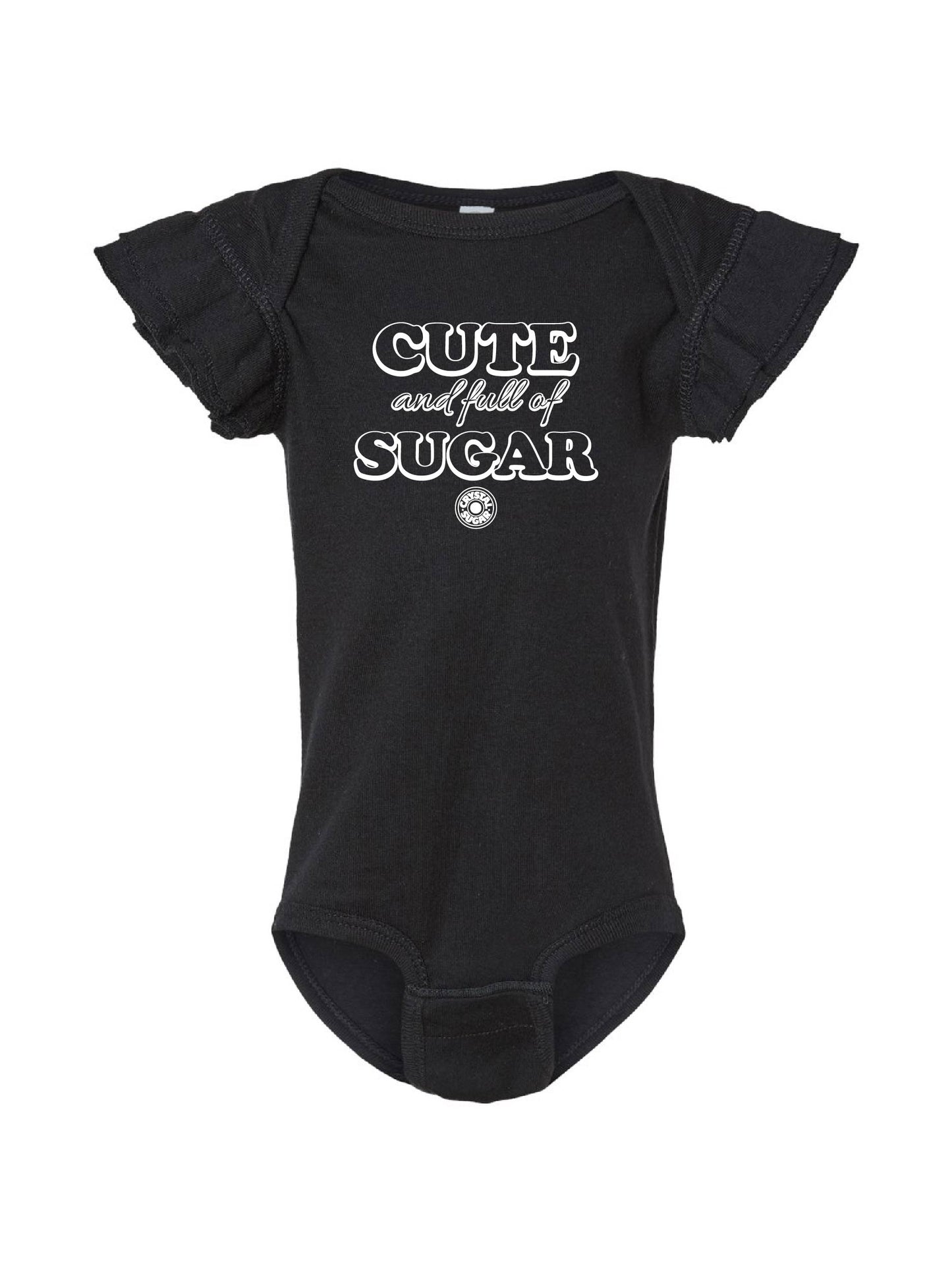 ACS416. Infant "Cute & Full of Sugar" Flutter Sleeve Onesie