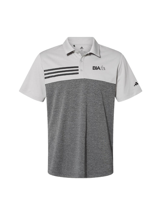 BIA203. Adidas Heathered Colorblock 3-Stripe Polo