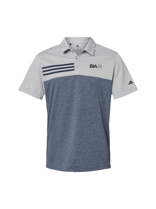 BIA203. Adidas Heathered Colorblock 3-Stripe Polo
