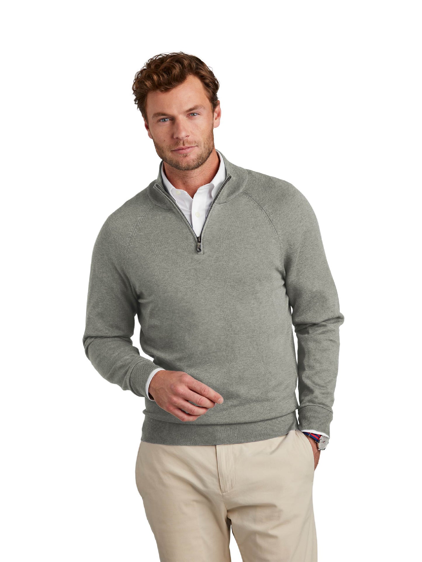GGF203. Brooks Brothers® Cotton Stretch 1/4-Zip Sweater