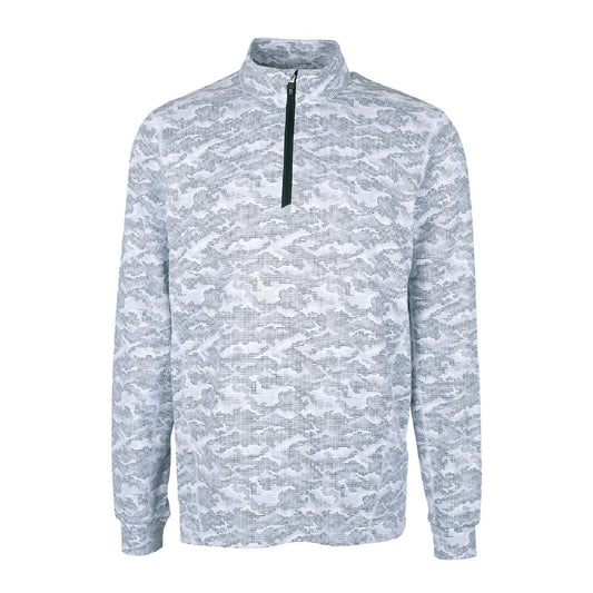 GSC244. Cutter & Buck Traverse Camo Print Stretch Quarter Zip Mens Pullover