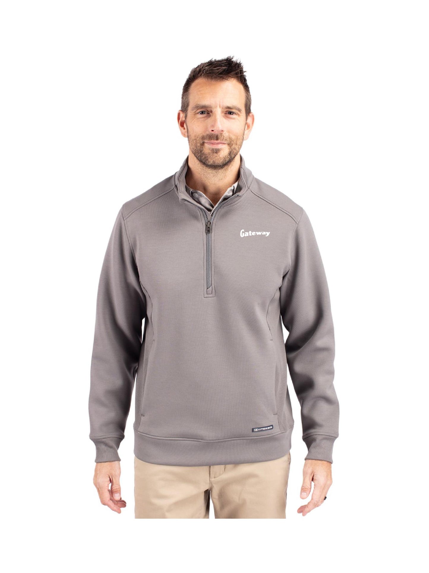 GW210. Cutter & Buck Roam Recycled Buttery-Soft Knit Mens Quarter Zip Jacket