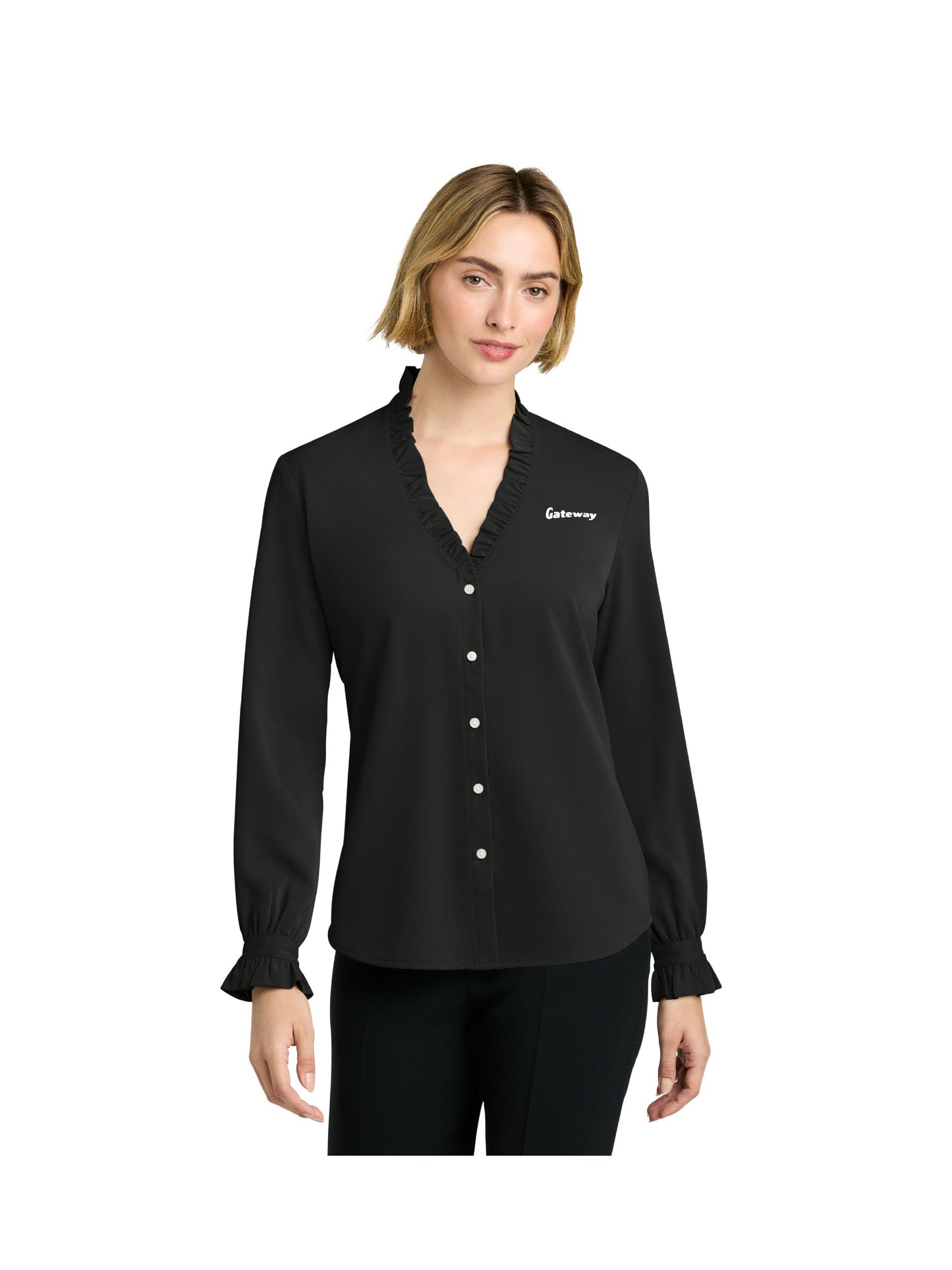GW104. Brooks Brother's Women's Long Sleeve Ruffle Collar Blouse