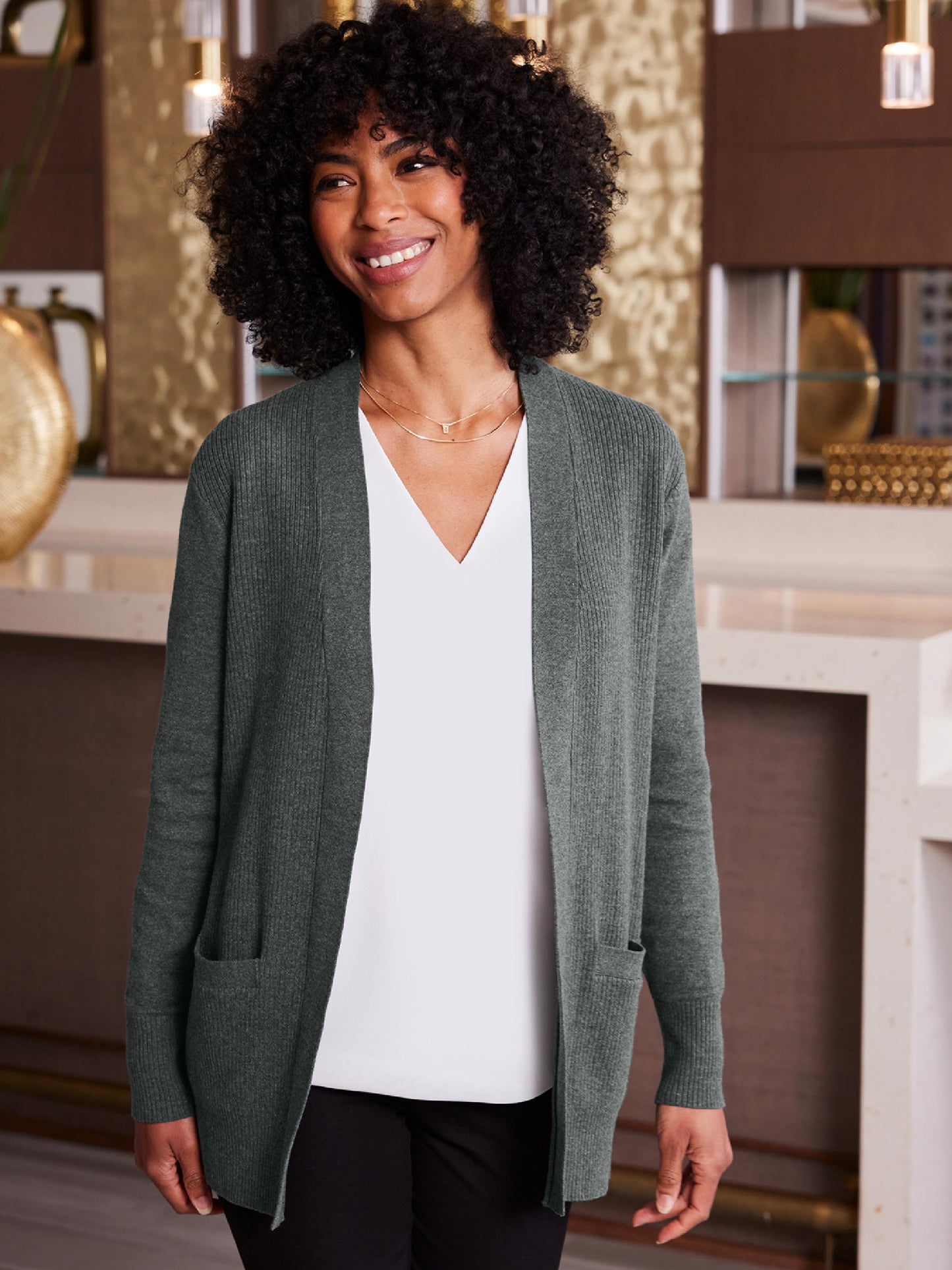 NC229. Port Authority® Women’s Easy Care Open-Front Cardigan Sweater