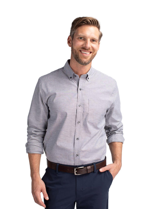 NC111. Cutter & Buck Stretch Oxford Mens Long Sleeve Dress Shirt