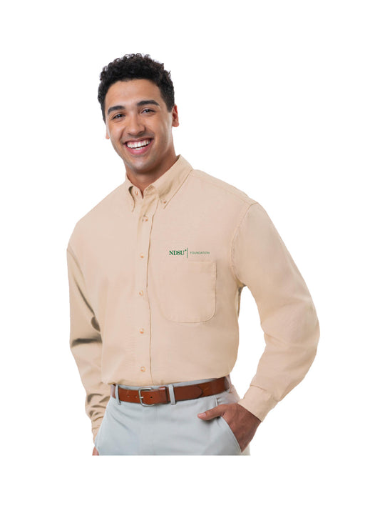 NDSUF207. Men's Long Sleeve Superblend Poplin Shirt w/ Patch Pocket