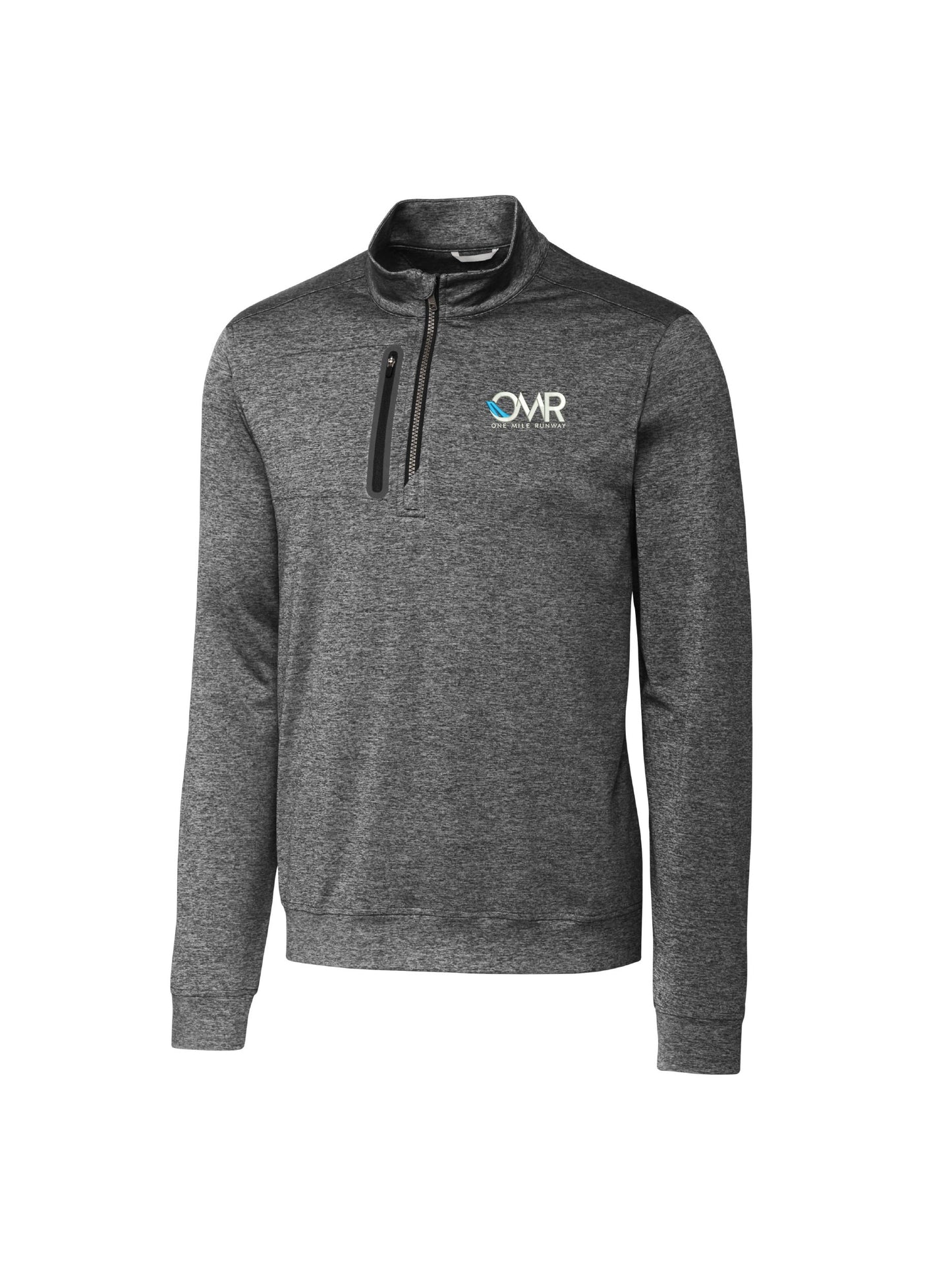 OMR203. Cutter & Buck Stealth Heathered Quarter Zip Mens Pullover
