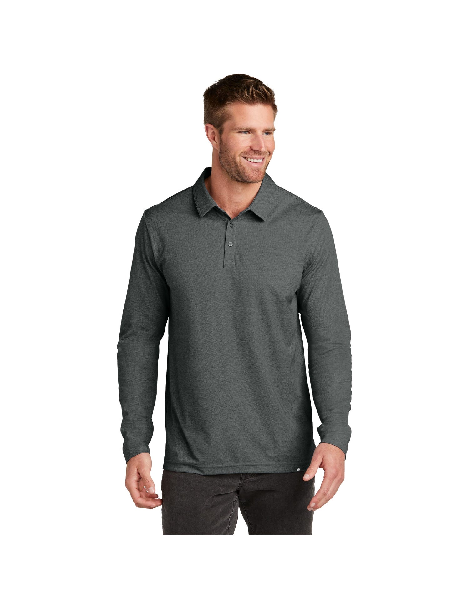 RDOT206. TravisMathew Oceanside Heather Long Sleeve Polo