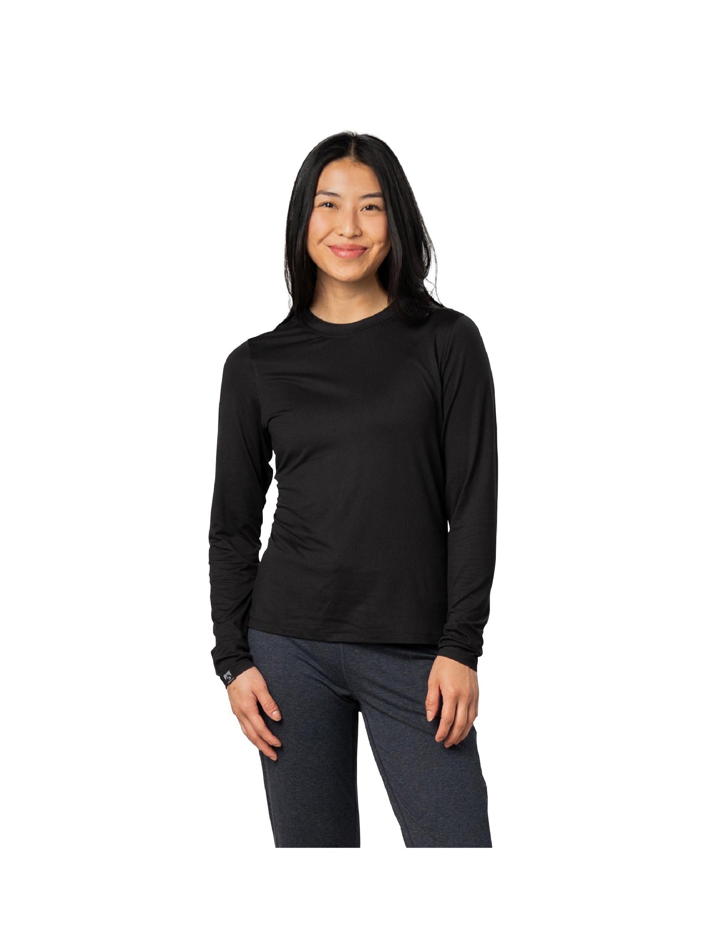 RR46-132. Women's Varsity High Stretch Fitted Long Sleeve T-Shirt