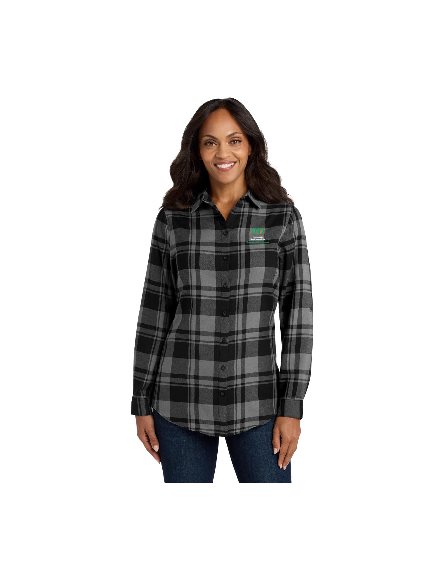 UND120. Port Authority Women's Plaid Flannel Tunic