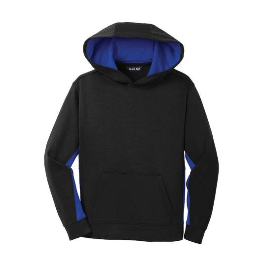 HE104. Youth Sport-Tek® Sport-Wick® Fleece Colorblock Hooded Pullover