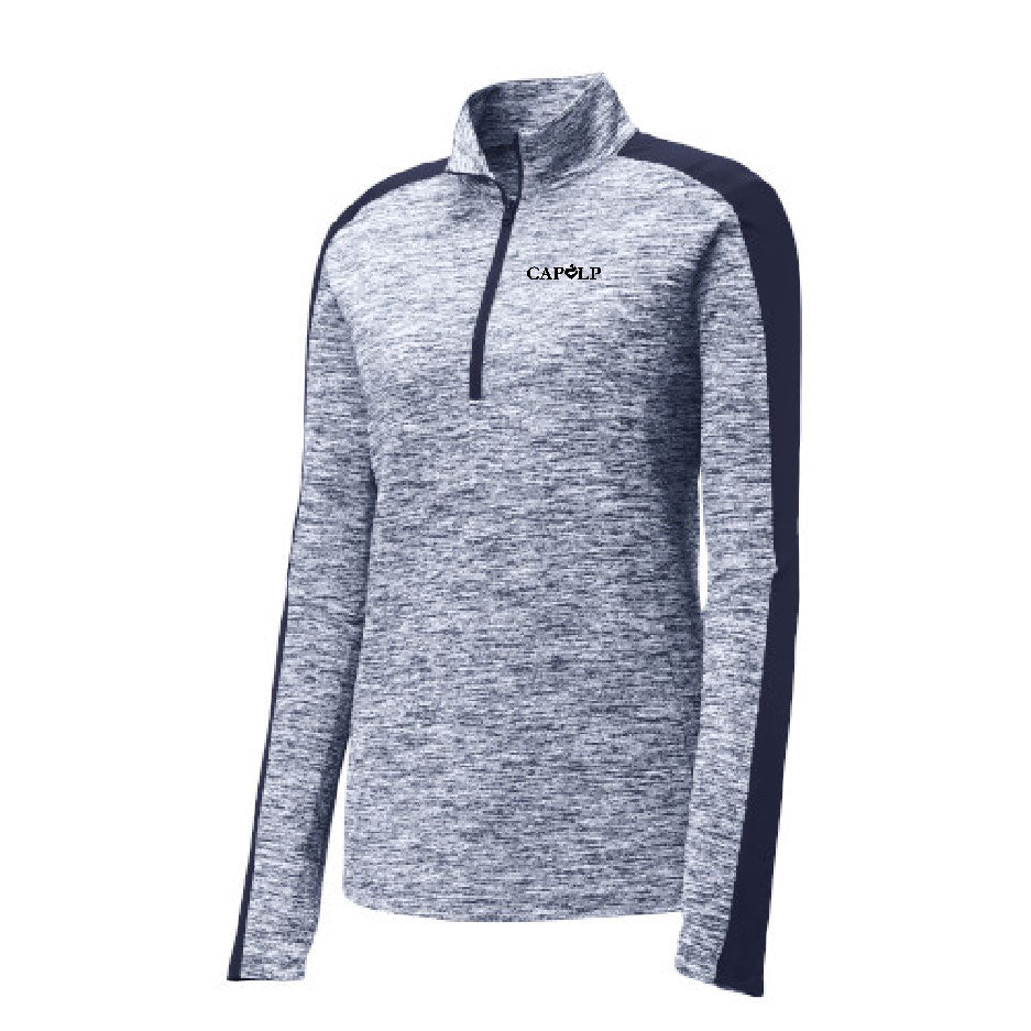 CAPLP114. Sport-Tek Ladies PosiCharge Electric Heather Colorblock 1/4-Zip Pullover