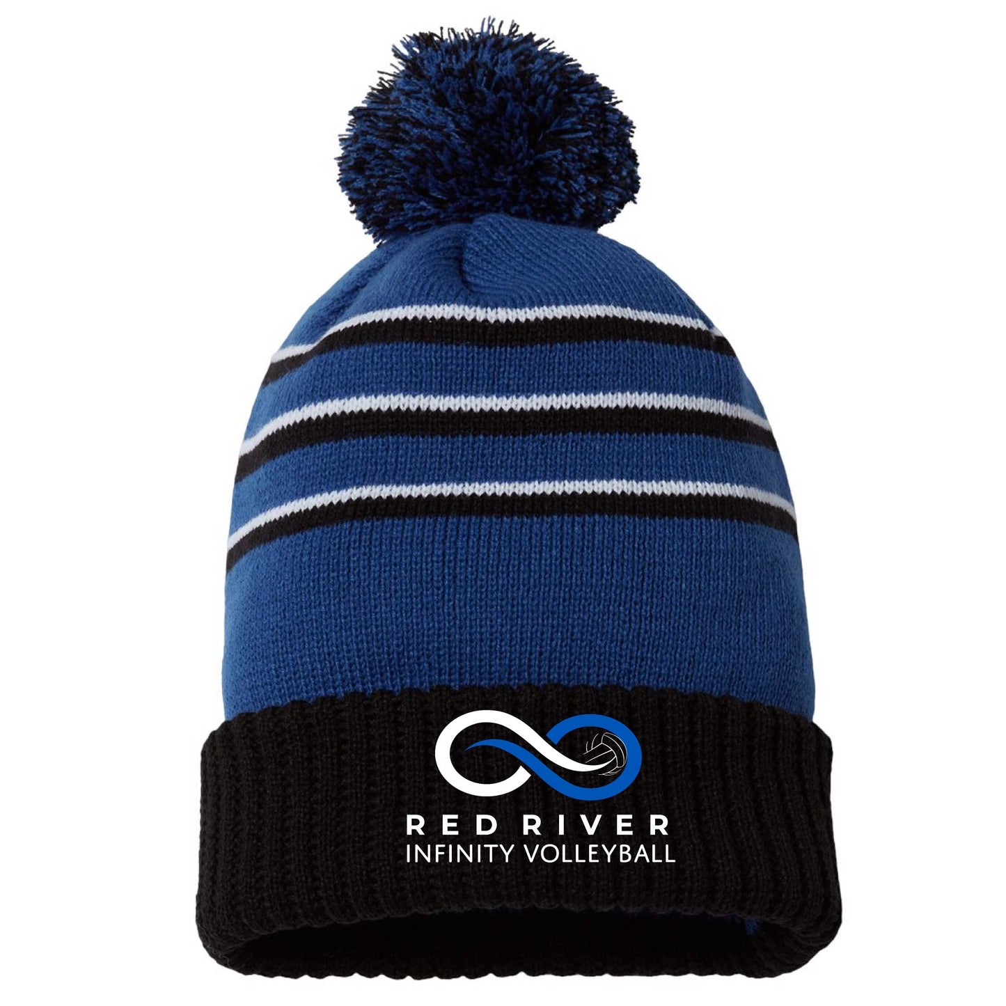 RRIV511. Richardson Stripe Pom Cuffed Beanie