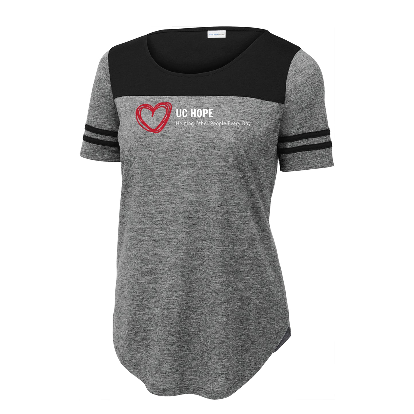 UCH202. Sport-Tek ® Ladies PosiCharge ® Tri-Blend Wicking Fan Tee
