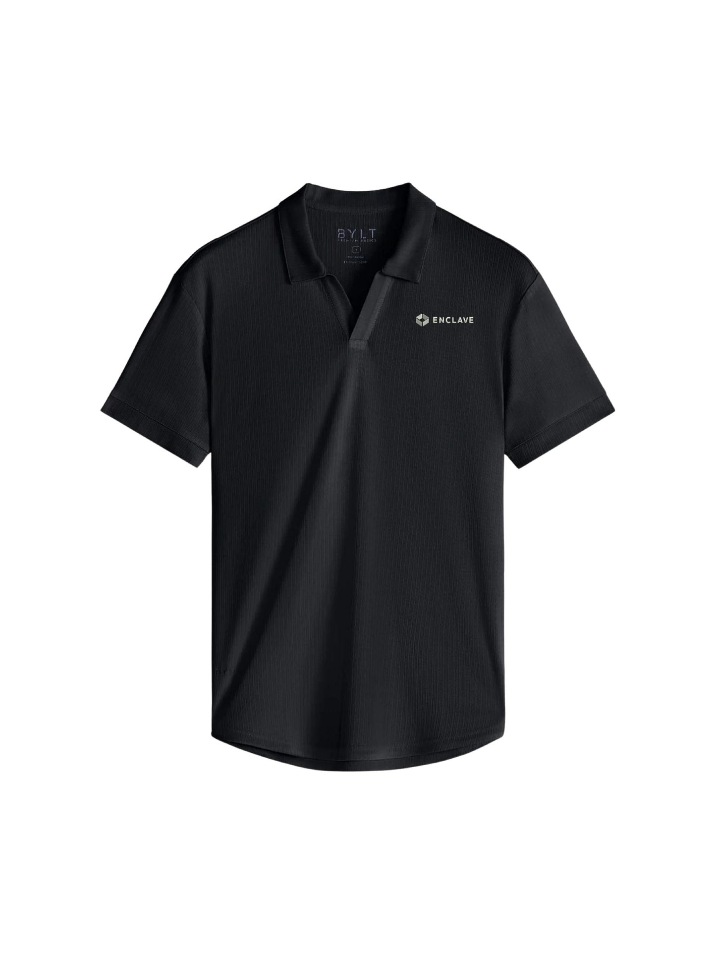 EC102. BYLT Men's Ribbed Short Sleeve Open V Polo