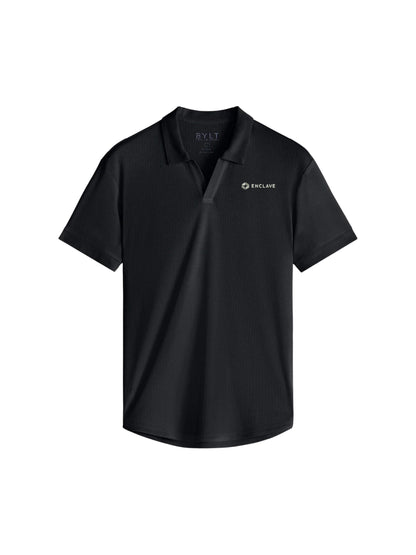 EC102. BYLT Men's Ribbed Short Sleeve Open V Polo