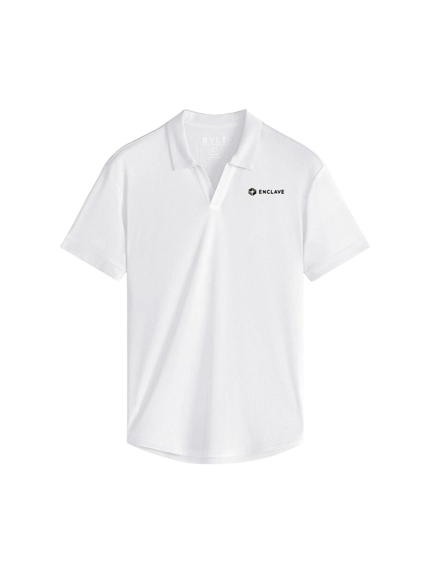 EC102. BYLT Men's Ribbed Short Sleeve Open V Polo