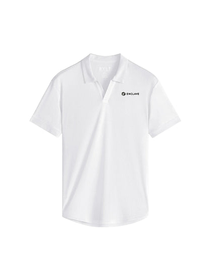 EC102. BYLT Men's Ribbed Short Sleeve Open V Polo