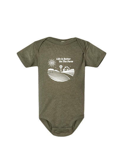 ACS430. Rabbit Skins Infant Onesie | Life is Better on the Farm