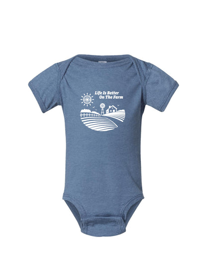 ACS430. Rabbit Skins Infant Onesie | Life is Better on the Farm