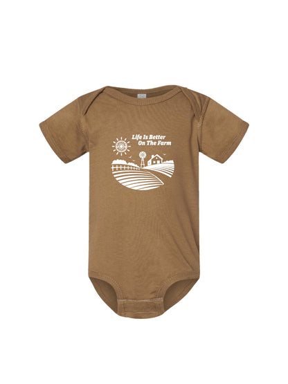 ACS430. Rabbit Skins Infant Onesie | Life is Better on the Farm