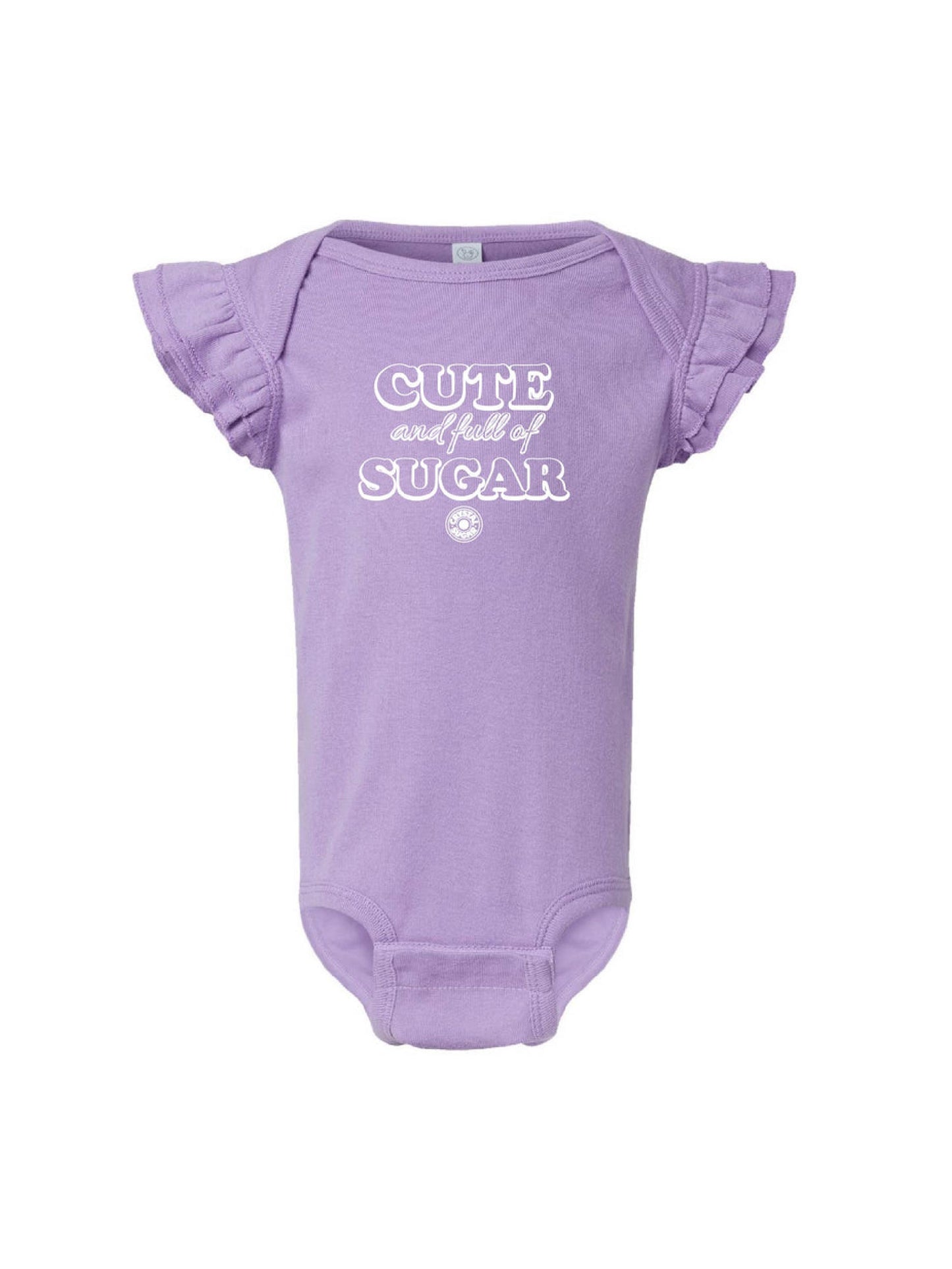 ACS416. Infant "Cute & Full of Sugar" Flutter Sleeve Onesie
