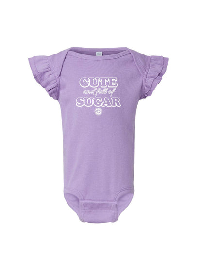 ACS416. Infant "Cute & Full of Sugar" Flutter Sleeve Onesie