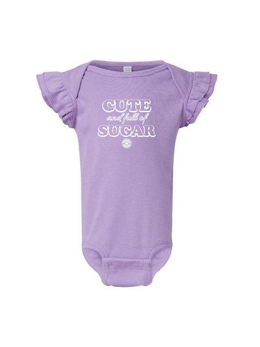 ACS416. Infant "Cute & Full of Sugar" Flutter Sleeve Onesie