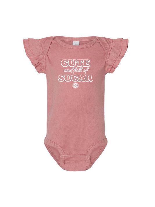 ACS416. Infant "Cute & Full of Sugar" Flutter Sleeve Onesie