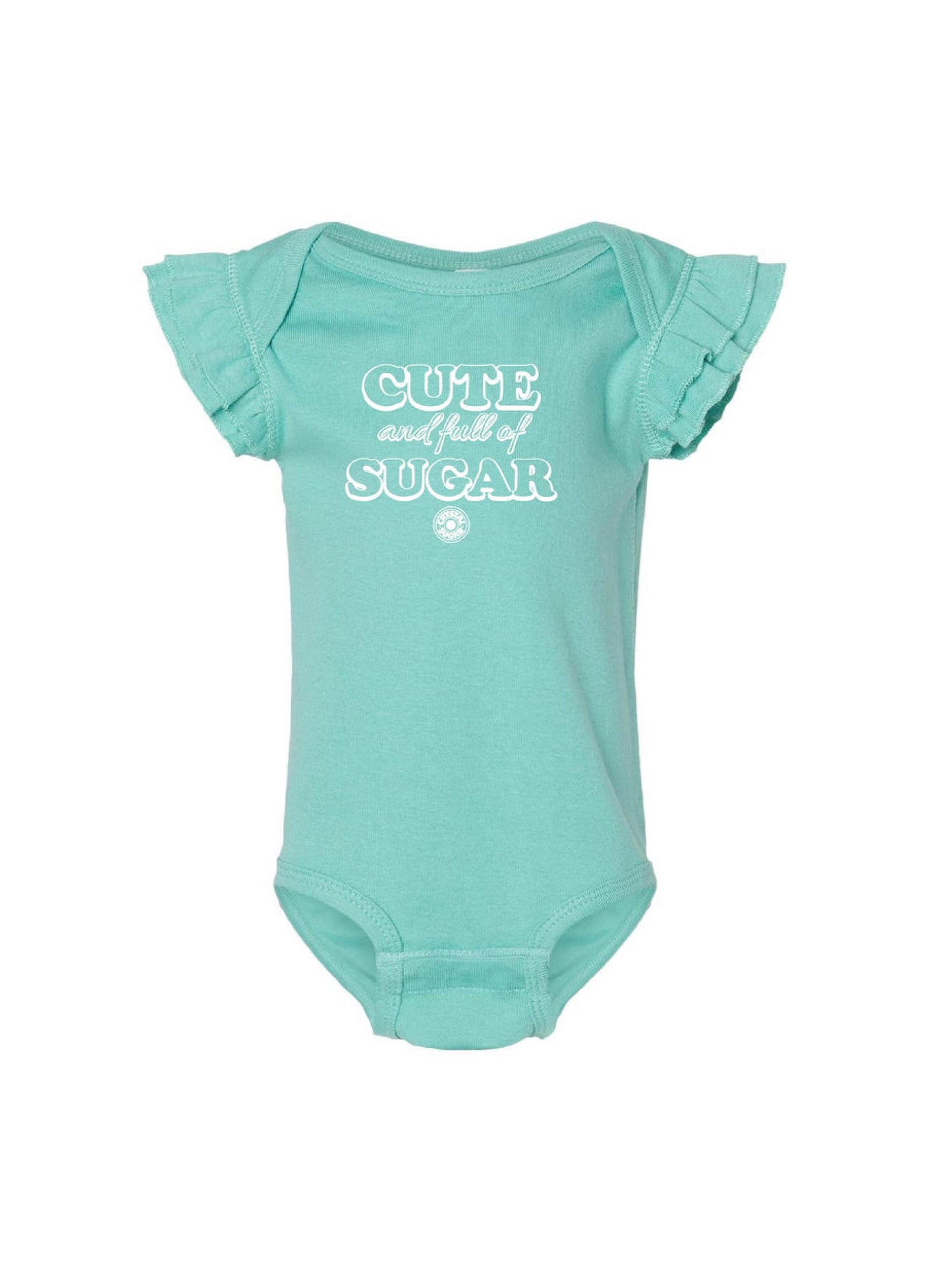 ACS416. Infant "Cute & Full of Sugar" Flutter Sleeve Onesie