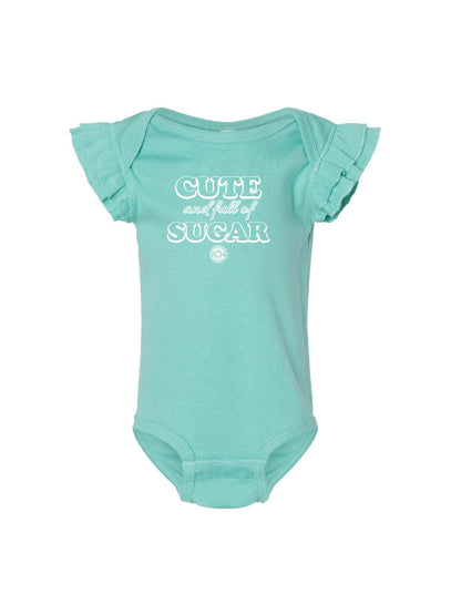 ACS416. Infant "Cute & Full of Sugar" Flutter Sleeve Onesie