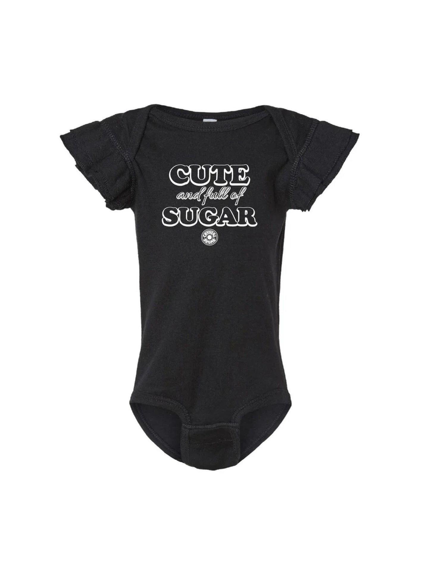 ACS416. Infant "Cute & Full of Sugar" Flutter Sleeve Onesie