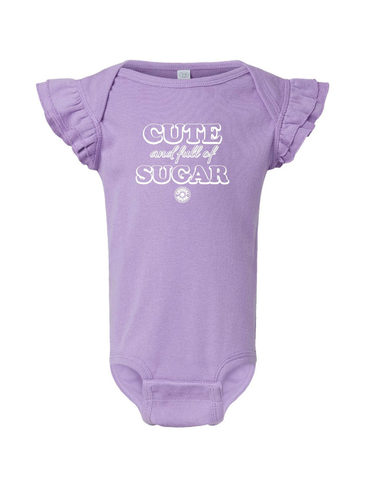 ACS416. Infant "Cute & Full of Sugar" Flutter Sleeve Onesie
