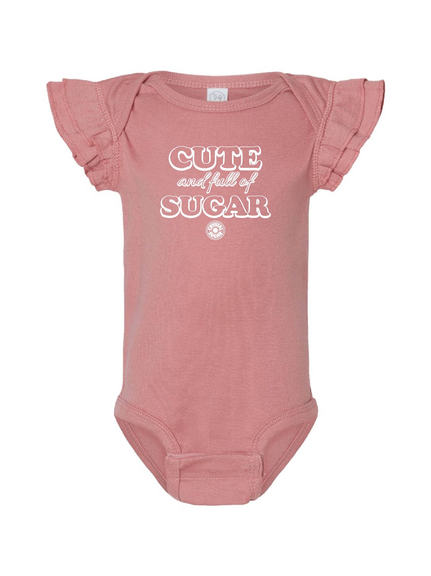 ACS416. Infant "Cute & Full of Sugar" Flutter Sleeve Onesie