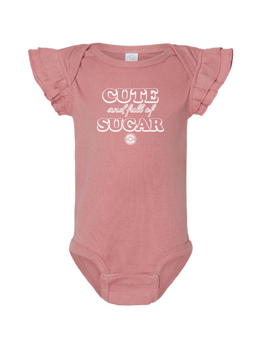 ACS416. Infant "Cute & Full of Sugar" Flutter Sleeve Onesie