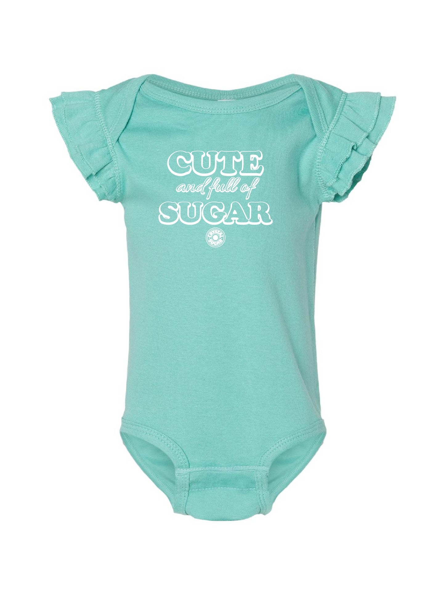 ACS416. Infant "Cute & Full of Sugar" Flutter Sleeve Onesie