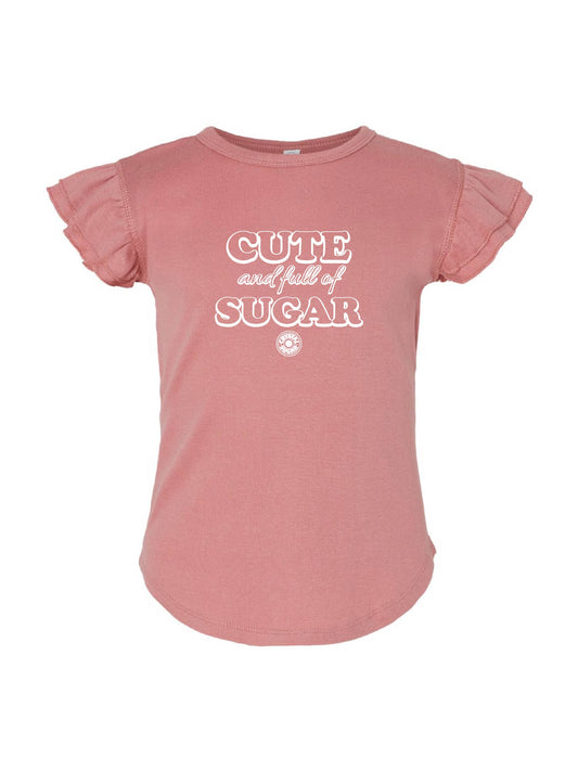 ACS417. Toddler "Cute & Full of Sugar" Flutter Sleeve T-Shirt