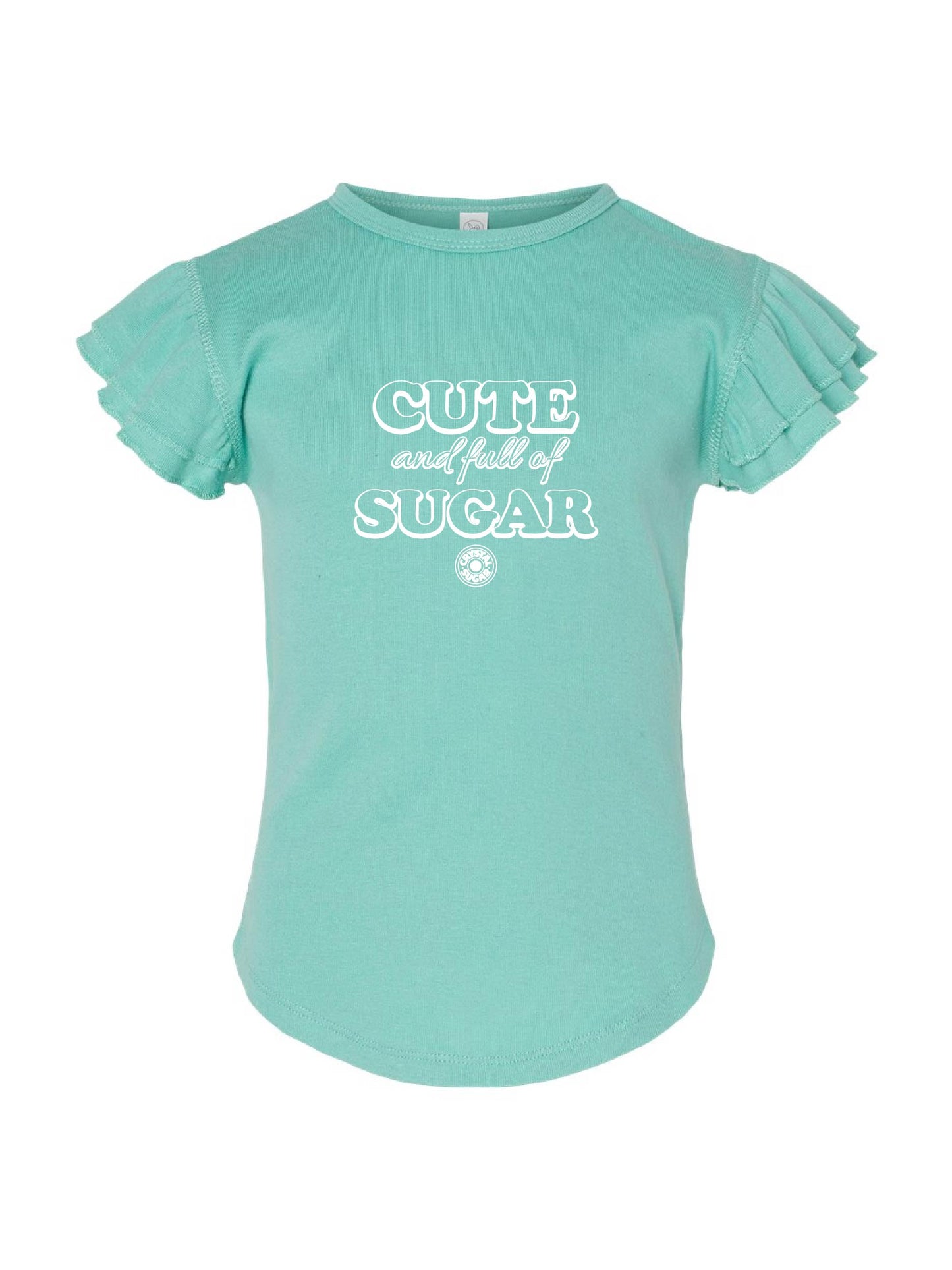 ACS417. Toddler "Cute & Full of Sugar" Flutter Sleeve T-Shirt