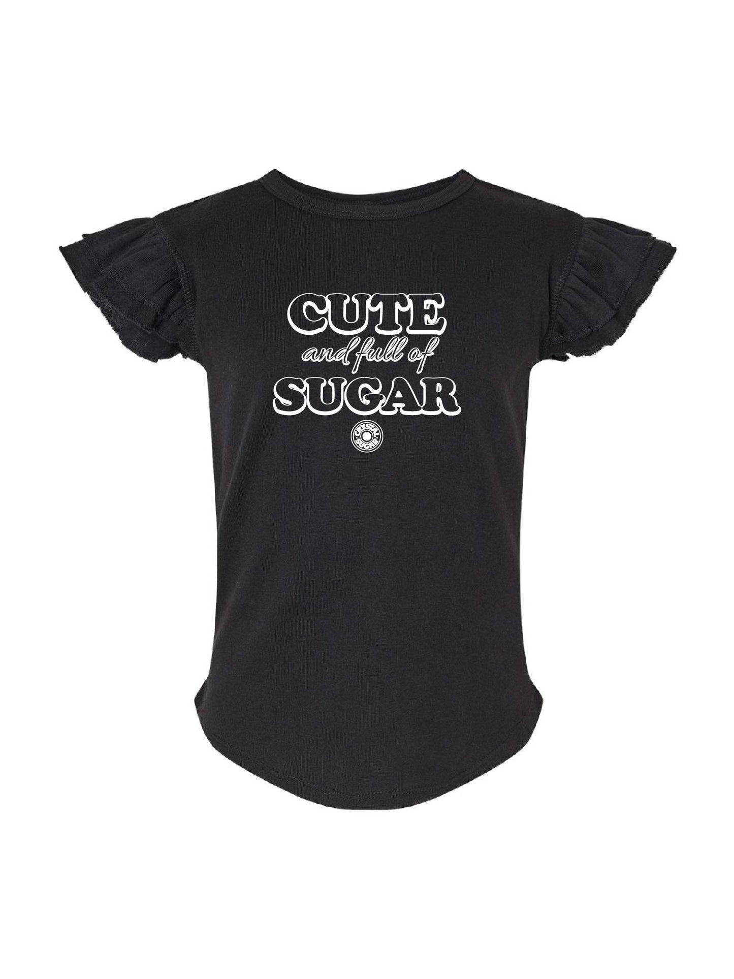 ACS417. Toddler "Cute & Full of Sugar" Flutter Sleeve T-Shirt