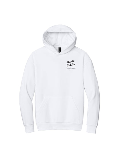 BAF122. "Beer & Fish Script" Heavyweight Fleece Hoodie