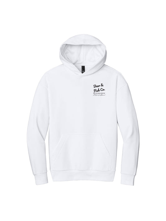 BAF122. "Beer & Fish Script" Heavyweight Fleece Hoodie