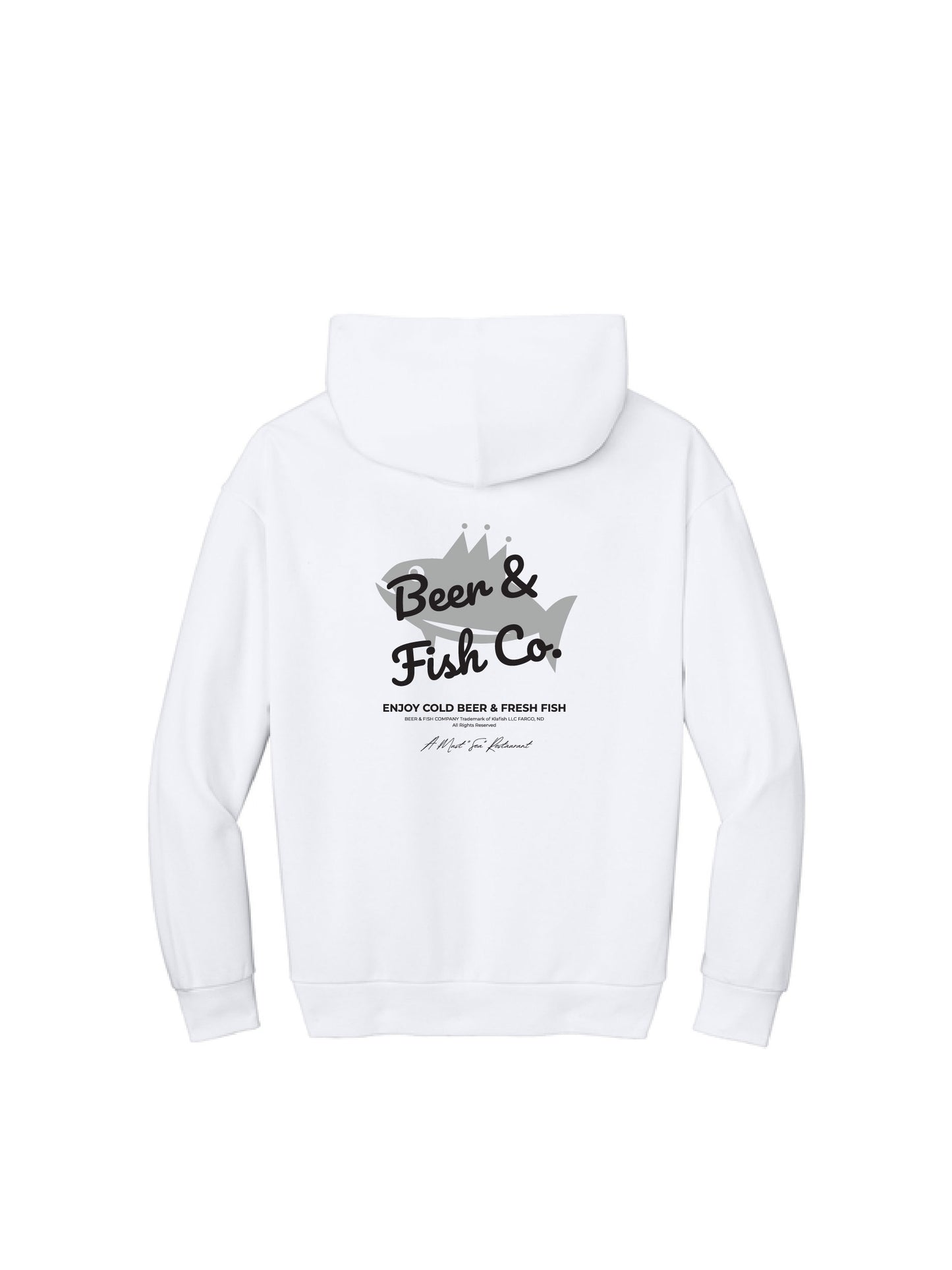 BAF122. "Beer & Fish Script" Heavyweight Fleece Hoodie
