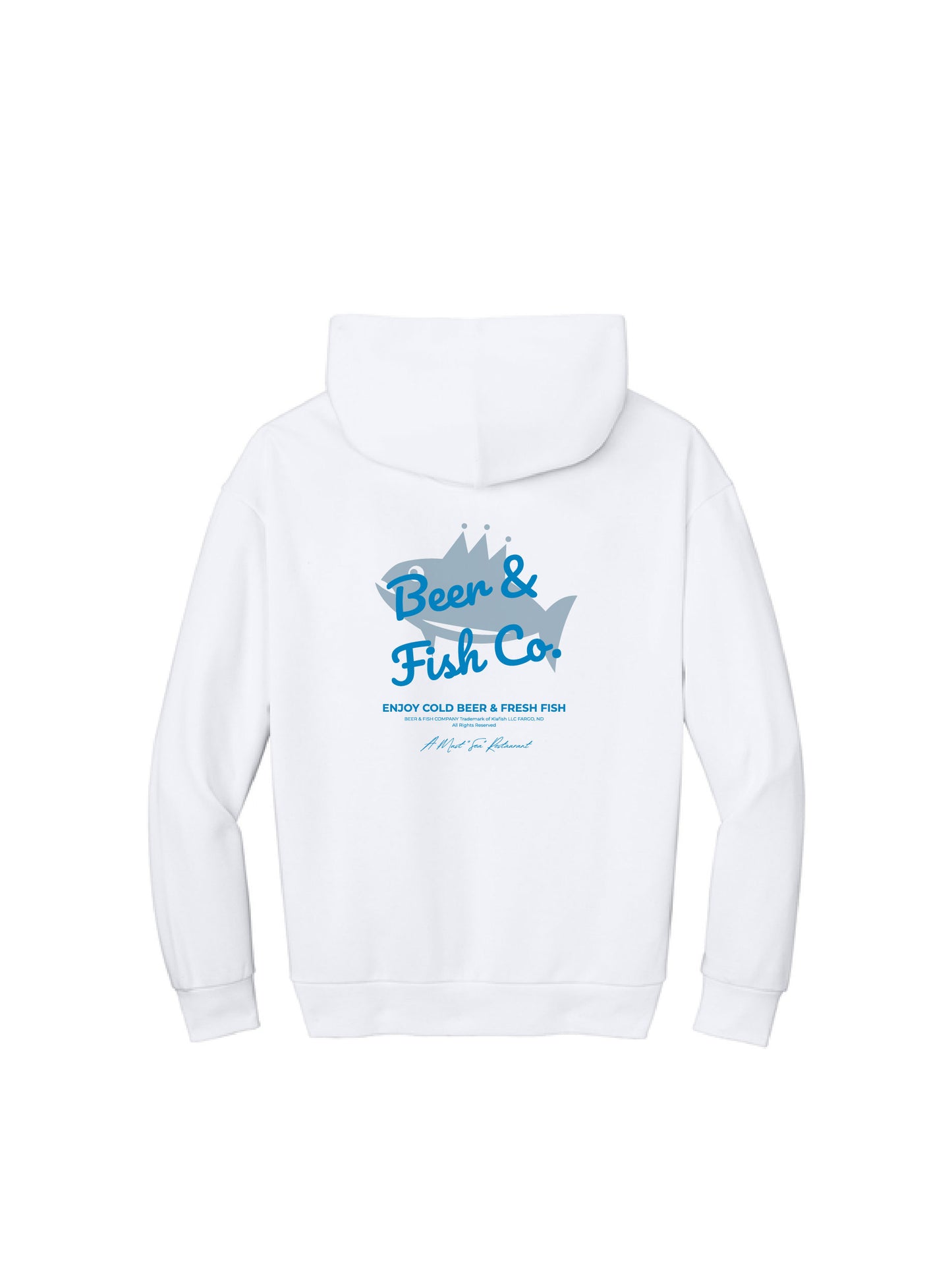 BAF122. "Beer & Fish Script" Heavyweight Fleece Hoodie