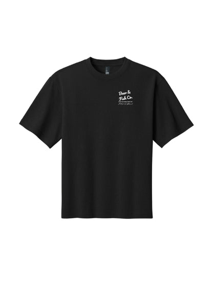BAF100. "Beer & Fish Script" Oversized Gritty Tee