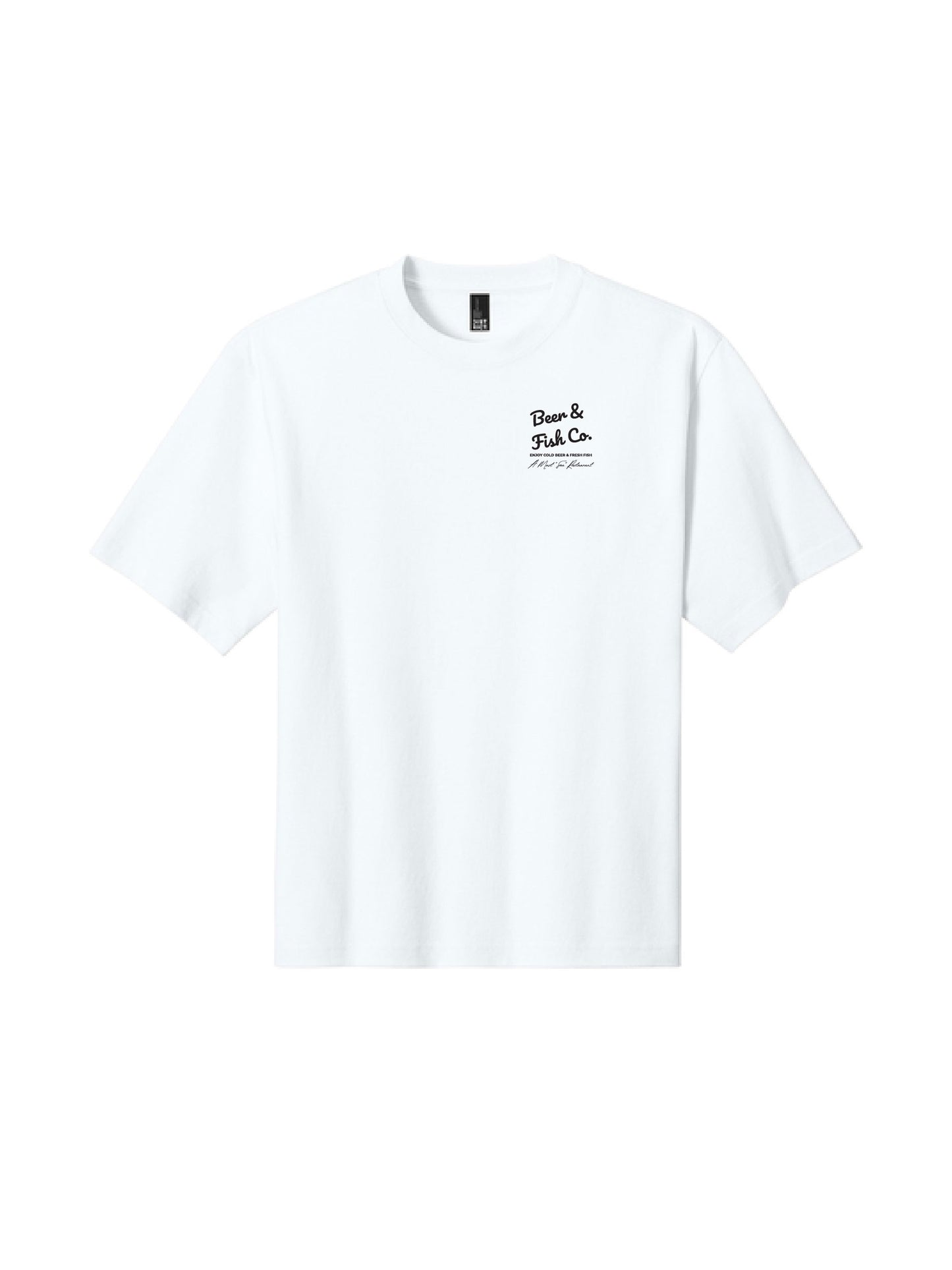 BAF100. "Beer & Fish Script" Oversized Gritty Tee