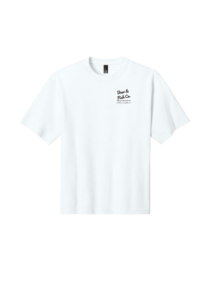 BAF100. "Beer & Fish Script" Oversized Gritty Tee