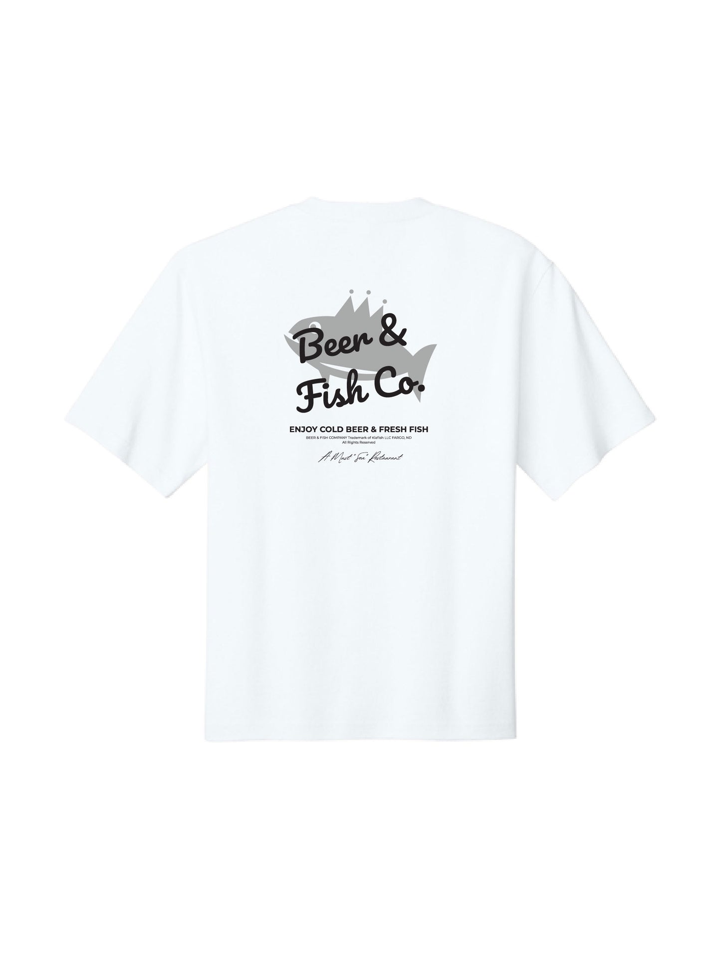 BAF100. "Beer & Fish Script" Oversized Gritty Tee