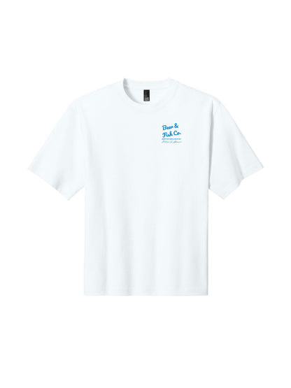 BAF100. "Beer & Fish Script" Oversized Gritty Tee