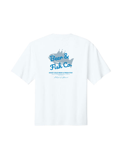 BAF100. "Beer & Fish Script" Oversized Gritty Tee
